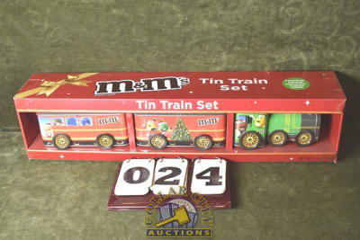 m&m tin train set